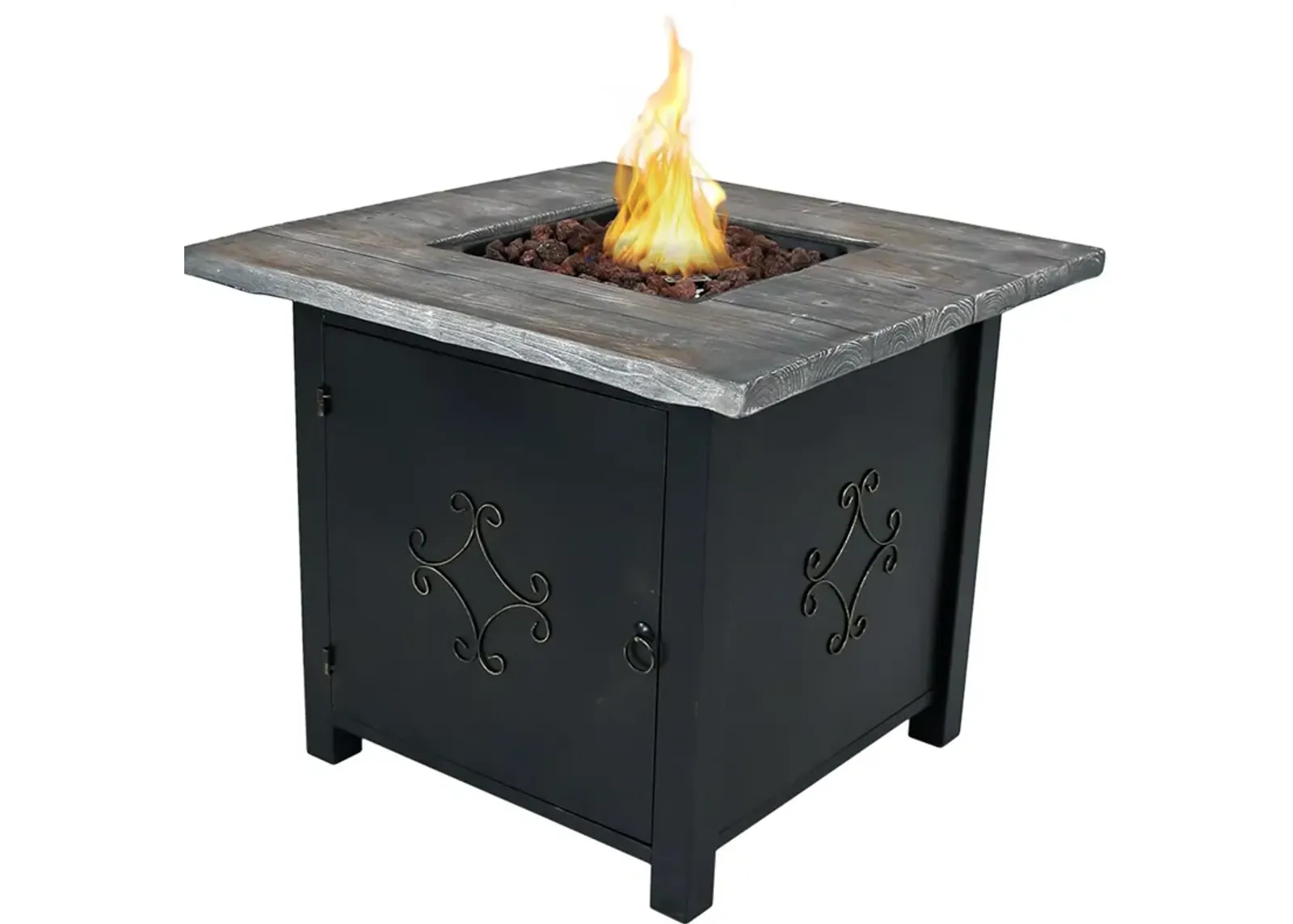 Sunnydaze 30 in Square MGO Propane Gas Fire Pit Table with Lava Rocks