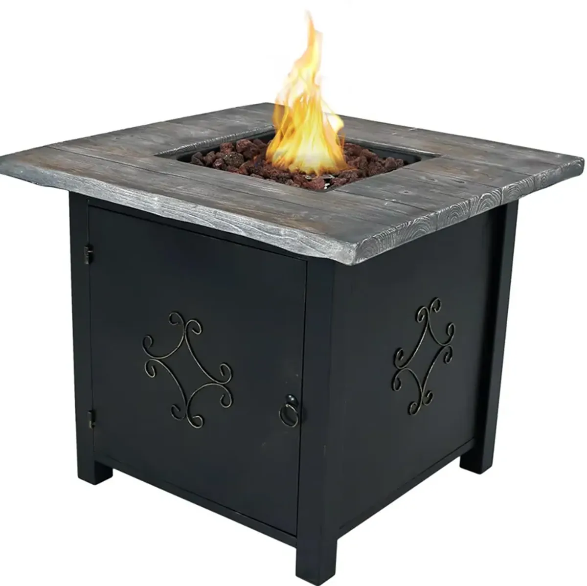 Sunnydaze 30 in Square MGO Propane Gas Fire Pit Table with Lava Rocks