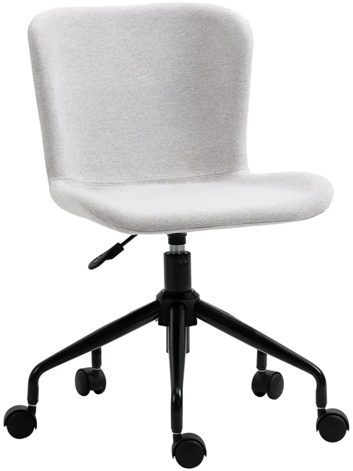 Light Grey Task Chair: Armless Swivel Office Chair for Small Spaces