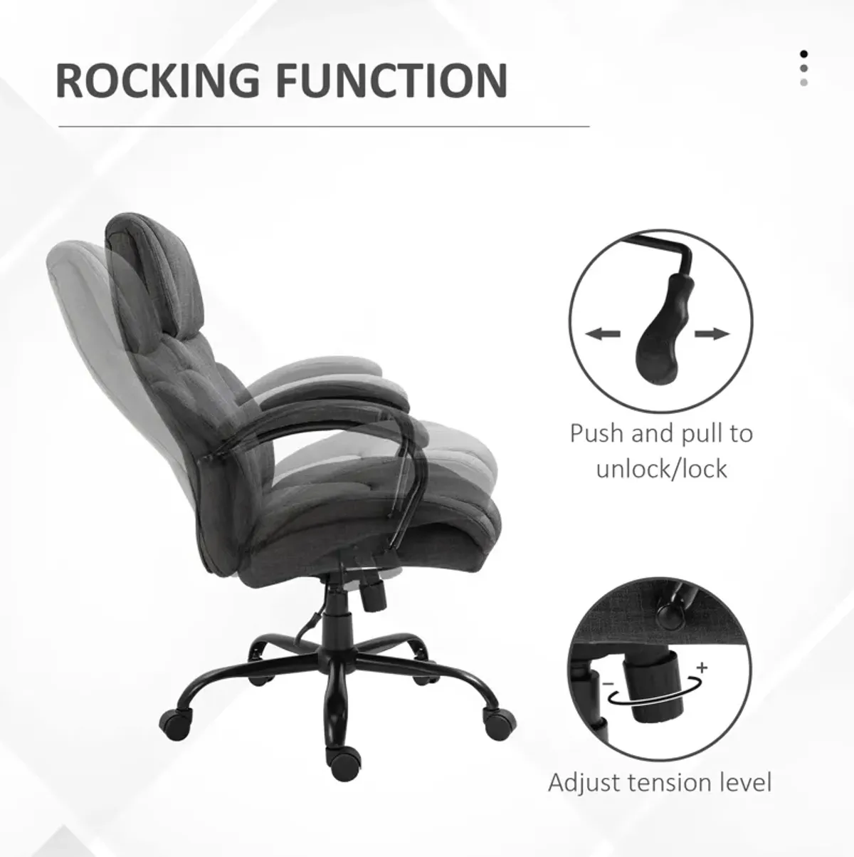 Dark Gray Executive Chair: Big & Tall 500lbs Office Chair