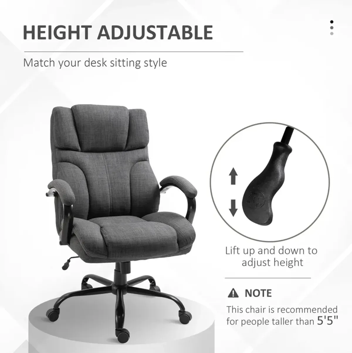 Dark Gray Executive Chair: Big & Tall 500lbs Office Chair