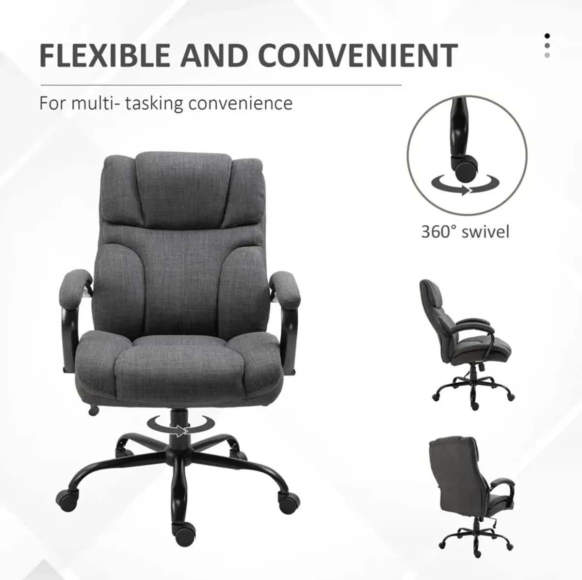 Dark Gray Executive Chair: Big & Tall 500lbs Office Chair