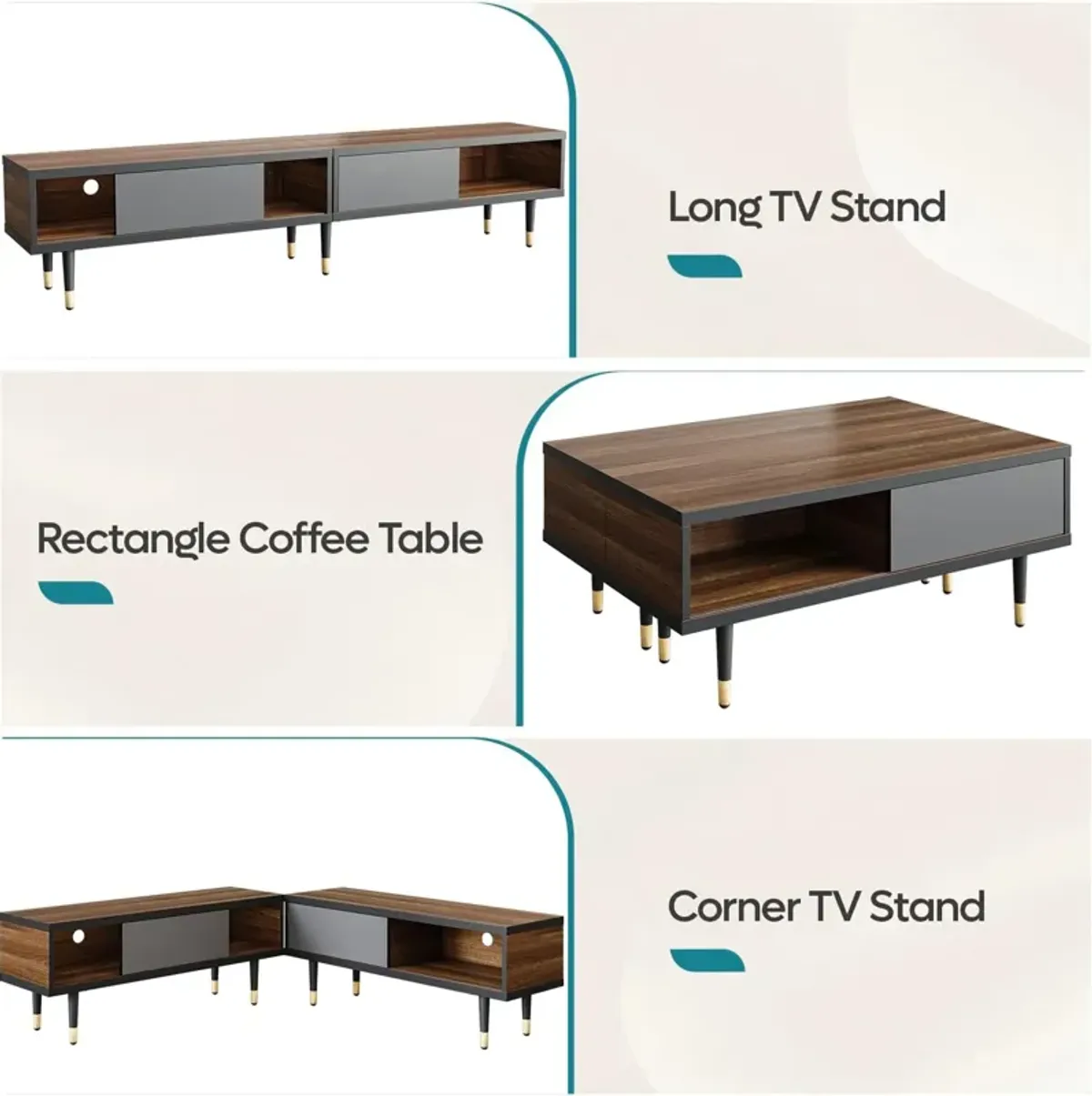 Entertainment Center with Storage,Sliding Doors for 85 inch tv,Walnut