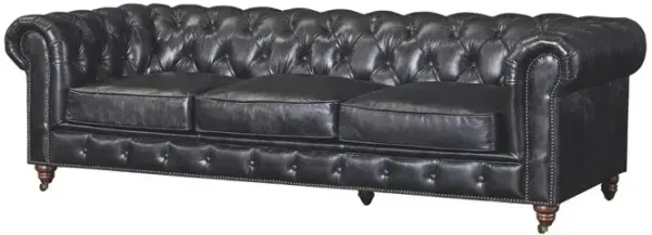 Crafters and Weavers Century Chesterfield Sofa - Slate Leather