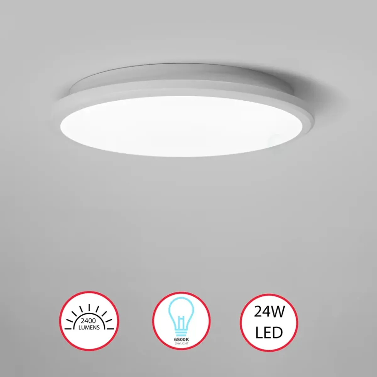 Quickway Imports 4-Piece 12" Round LED Ceiling Light Fixture - Modern Flush Mount 24W 6500K Cool Daylight Energy - Ideal for Office Kitchen Bedroom Living Room Bathroom Dining Room and Entryway, White
