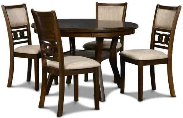 New Classic Furniture Gia 5-Piece 47 Wood Round Dining Set, Cherry