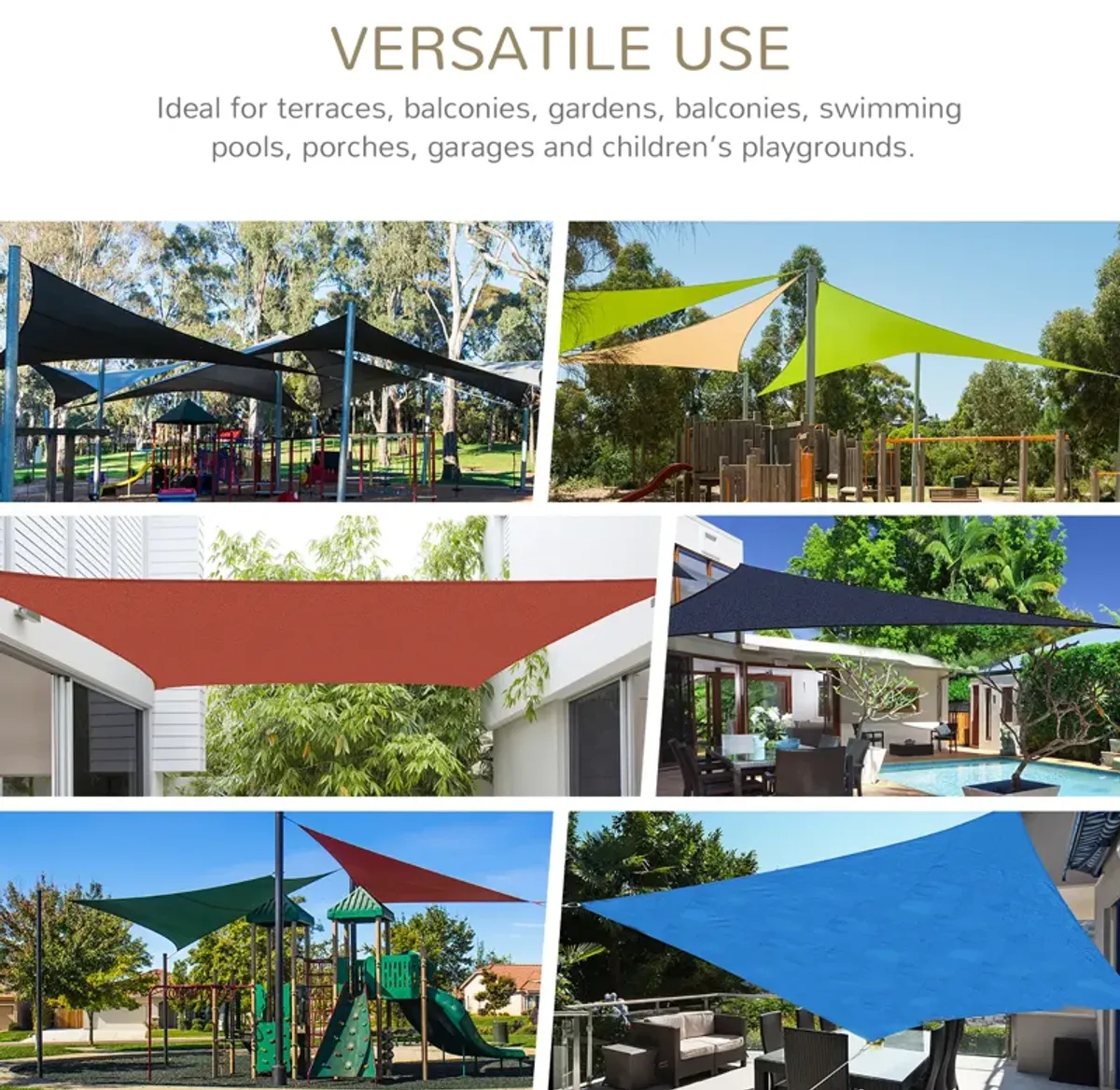 Sun Shade Sail Triangle /Rectangle/ Square Outdoor Patio Canopy UV Top Shelter