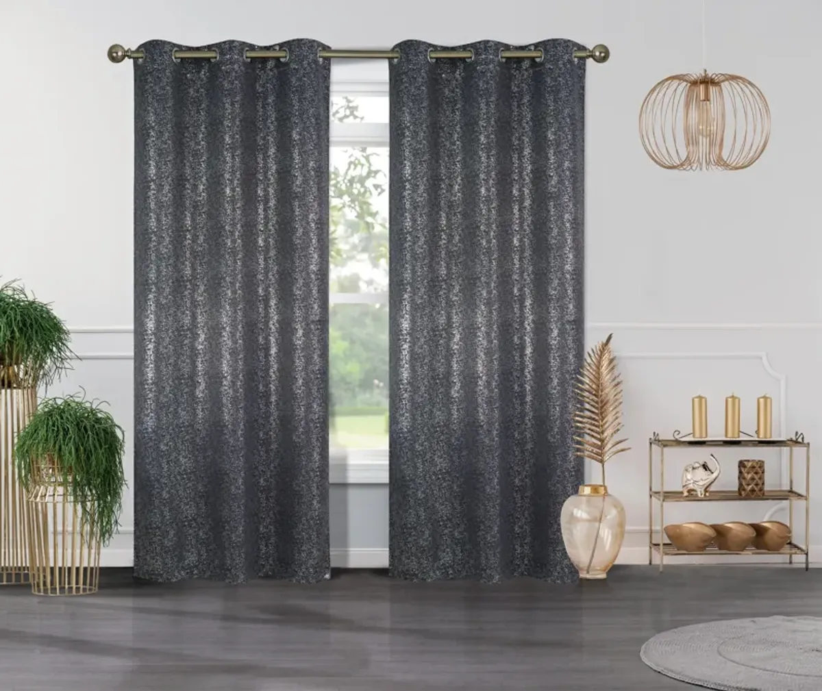 Metallic Blackout Thermal Grommet Curtain Panels (Set of 2)