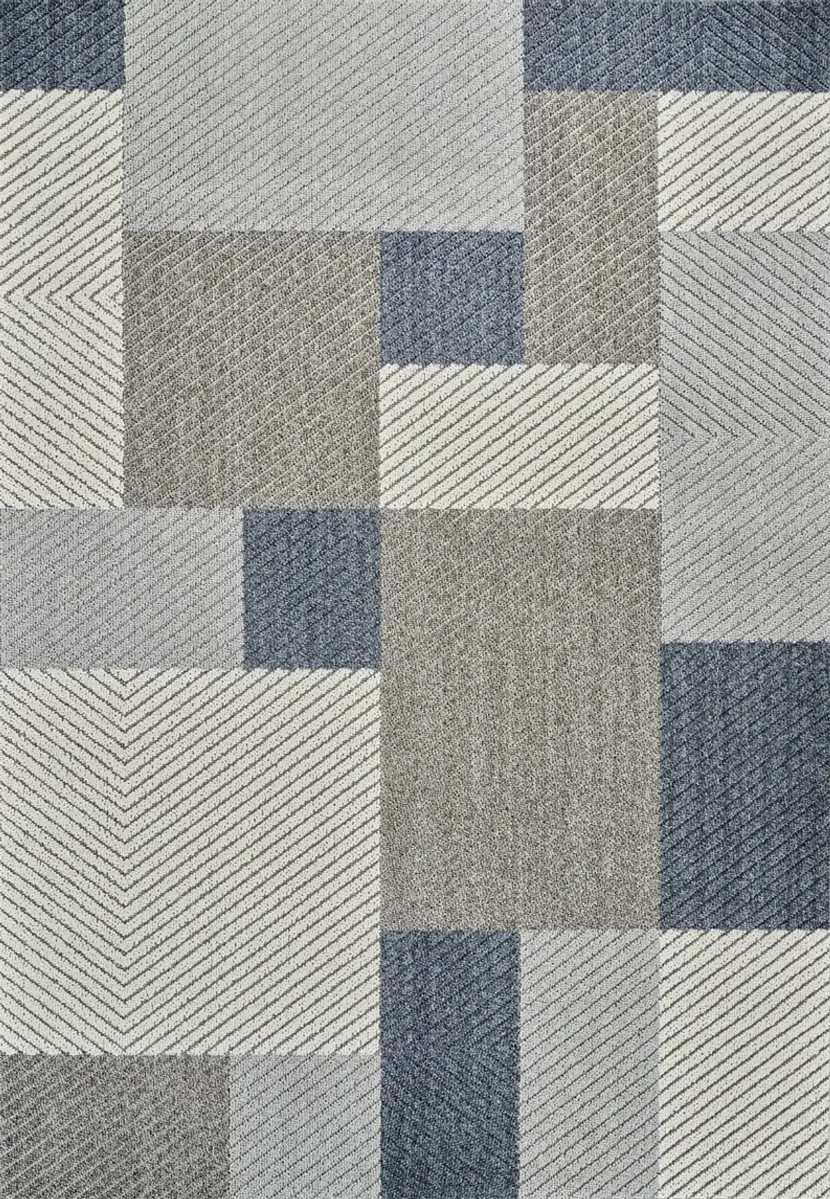 Hogar Abstract Geometric Grey Blue Indoor Outdoor Jute Area Rug