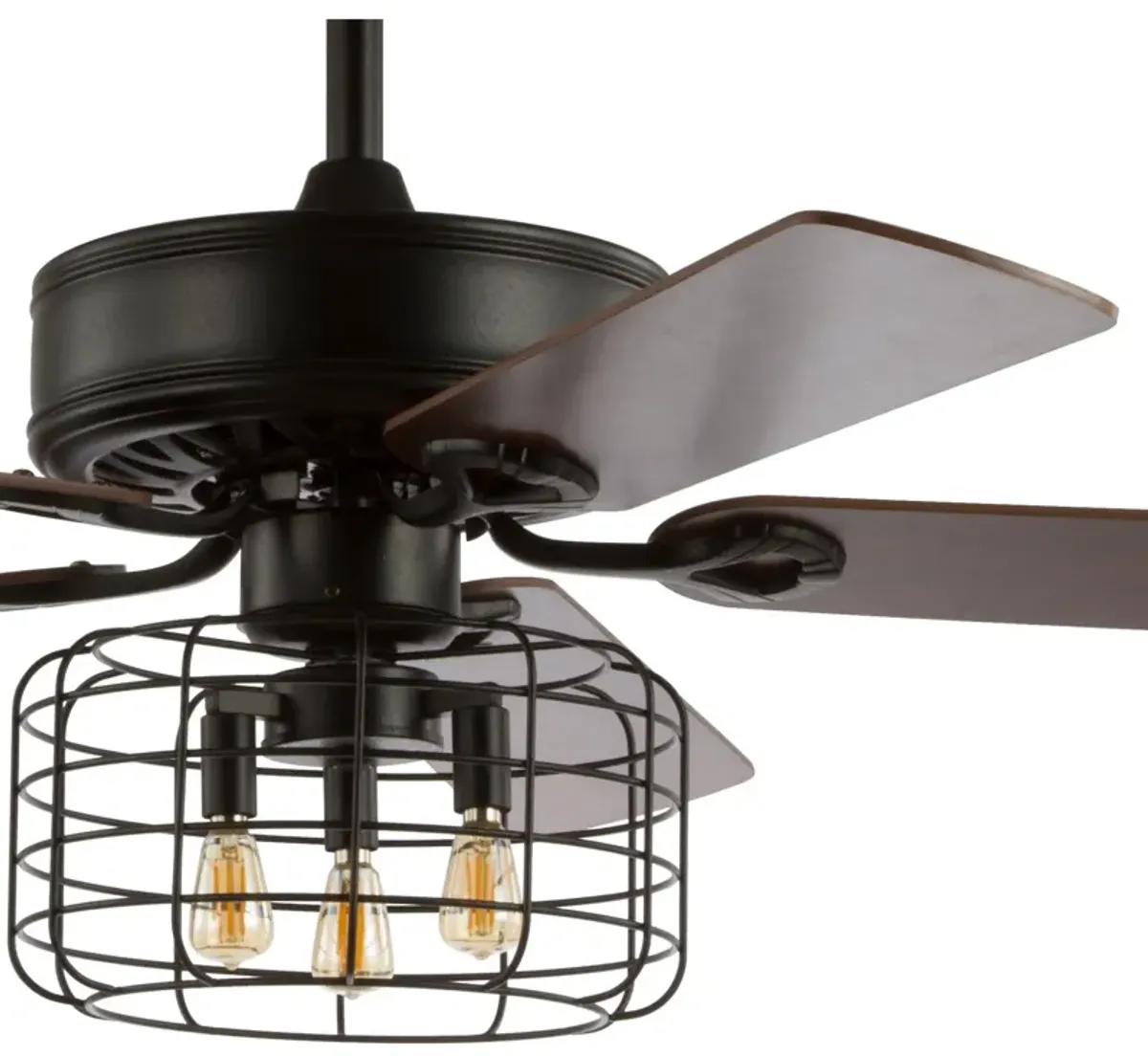 Asher 3-Light Industrial Metal/Wood LED Ceiling Fan With Remote