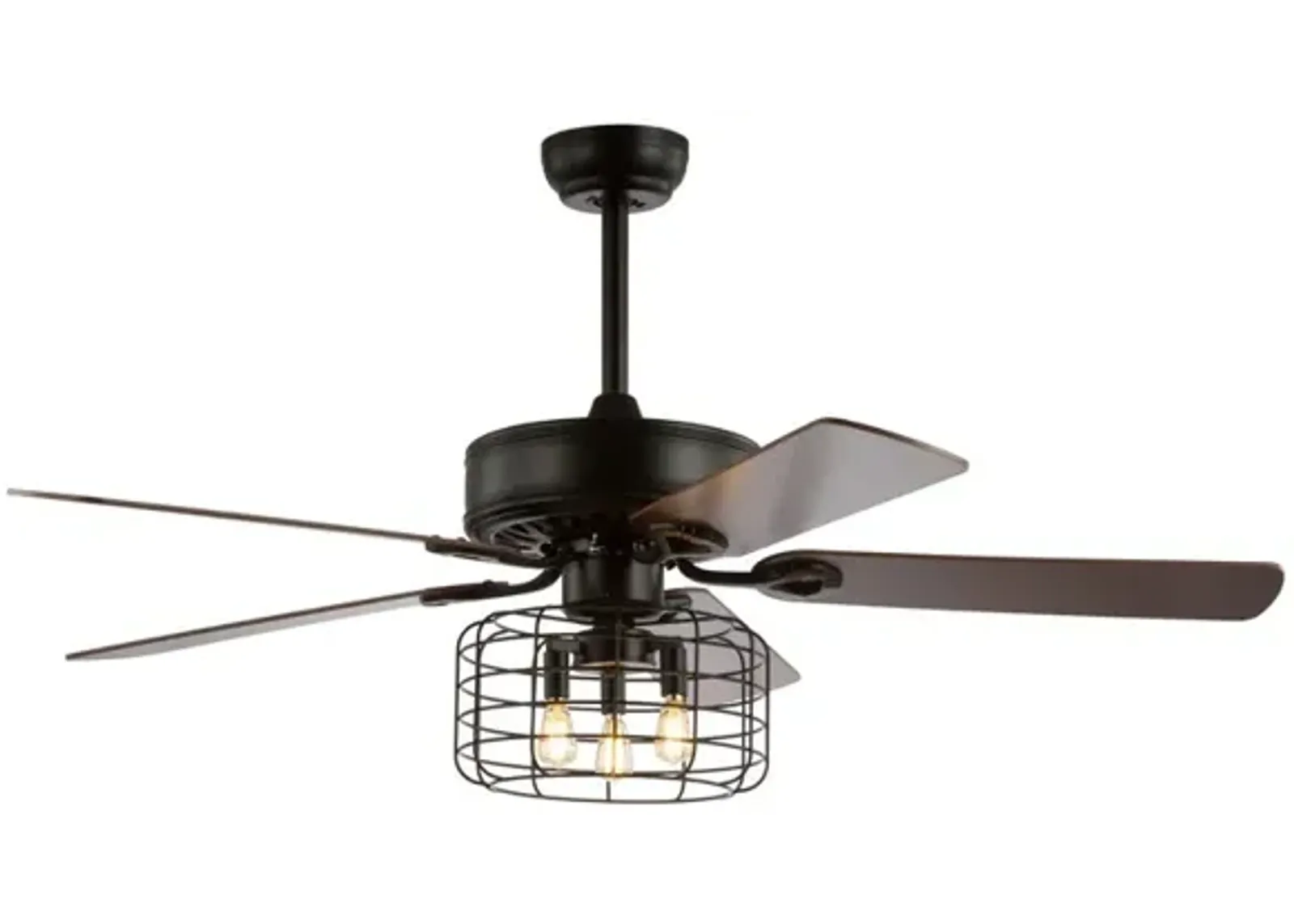 Asher 3-Light Industrial Metal/Wood LED Ceiling Fan With Remote