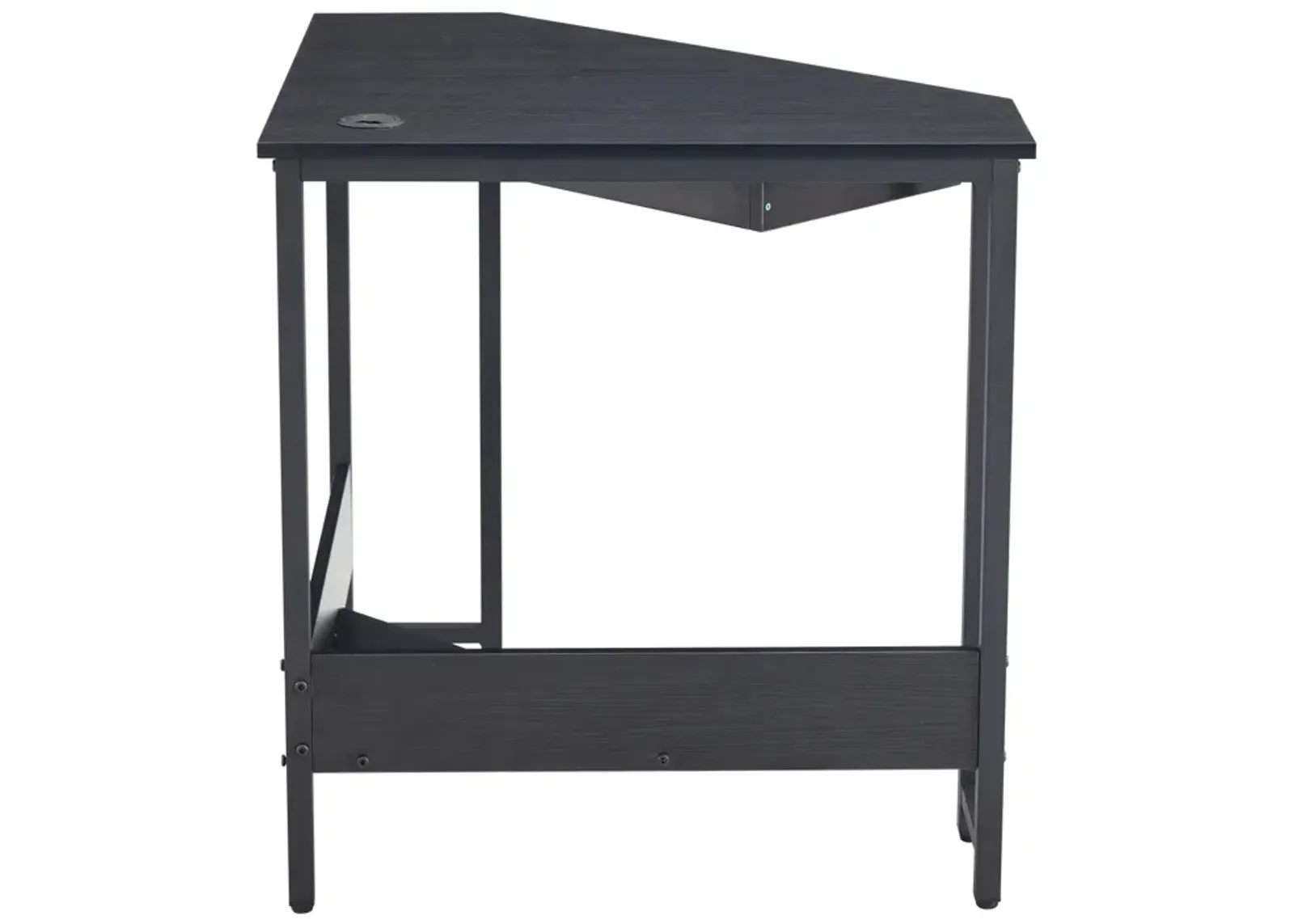 Triangle Computer Desk, Corner Desk With Smooth Keyboard Tray& Storage Shelves, Compact Home Office, Small Desk With Sturdy Steel Frame As Workstation For Small Space, BLACK, 28.34"L 24"W 30.11"H