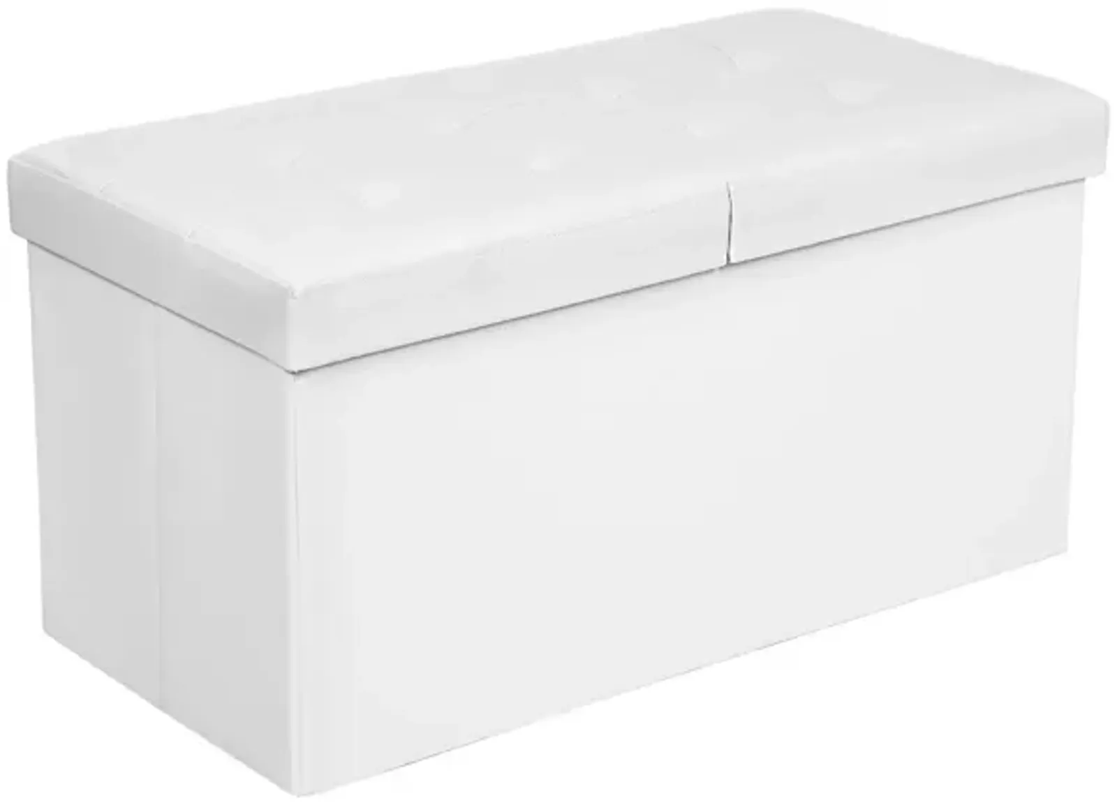 30-Inch Folding Storage Ottoman Bench with Flipping Lid - Faux Leather Storage Chest Footstool