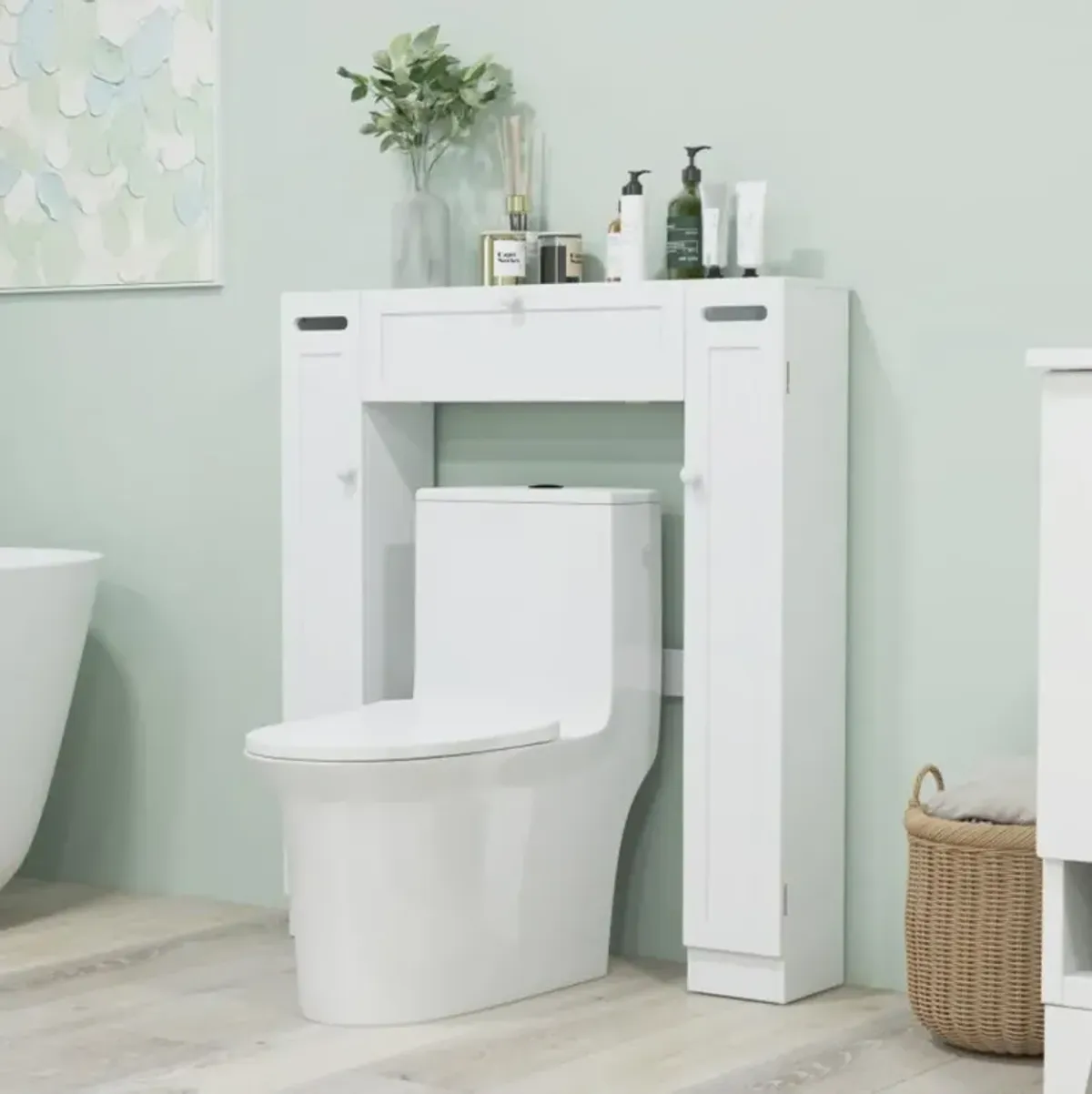 Hivvago Over The Toilet Bathroom Cabinet with Adjustable Shelves and Paper Holder