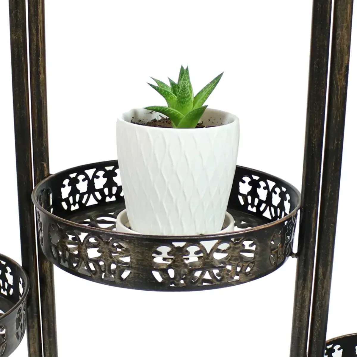 Sunnydaze Bronze Steel 10-Tier Staggered Folding Plant Stand - 46.5 in