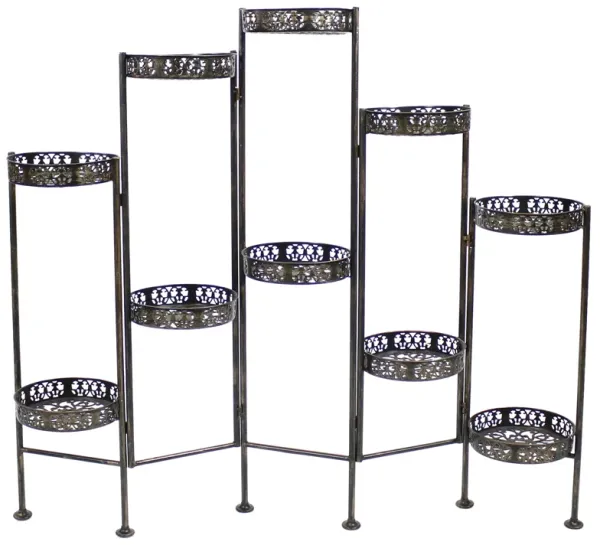 Sunnydaze Bronze Steel 10-Tier Staggered Folding Plant Stand - 46.5 in