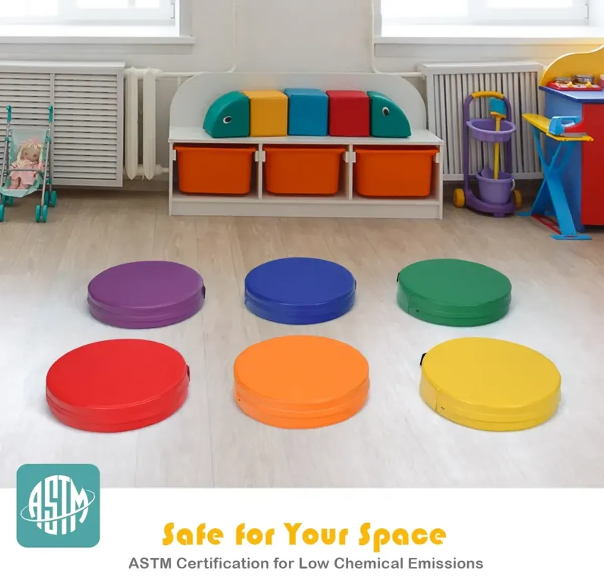 6 Pieces 15 Inch Round Toddler Floor Cushions