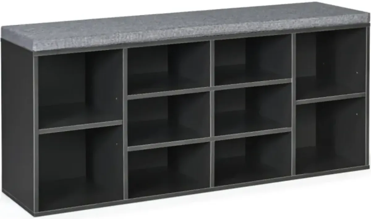 Hivvago 10-Cube Organizer Shoe Storage Bench with Cushion for Entryway