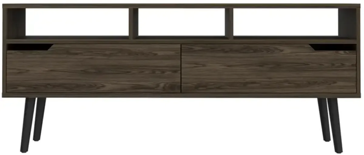 New Haven 2-Drawer 3-Shelf TV Stand Dark Walnut