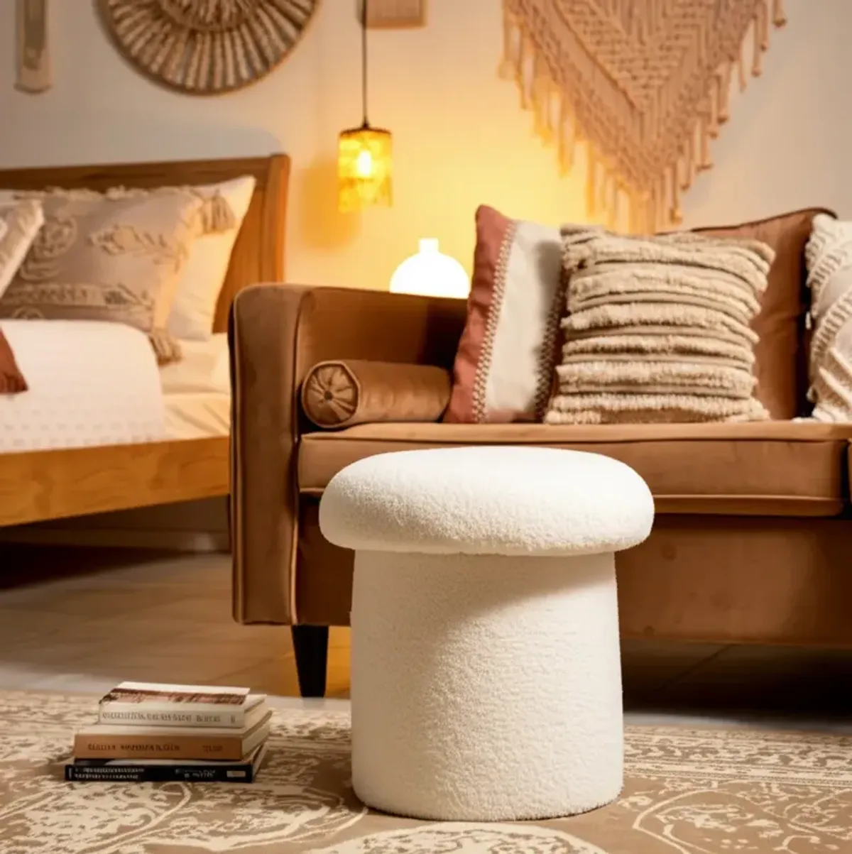 Mushroom Boucle Ottoman