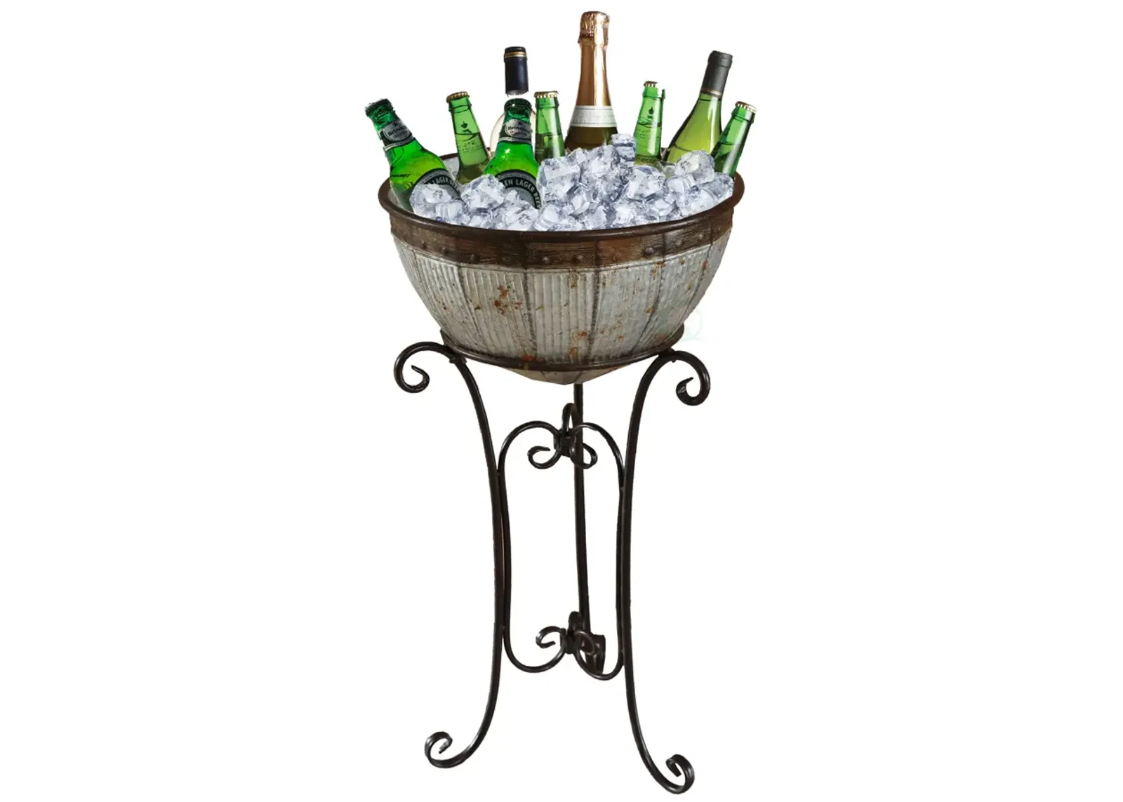 Galvanized Metal Beverage Cooler Tub with Stand