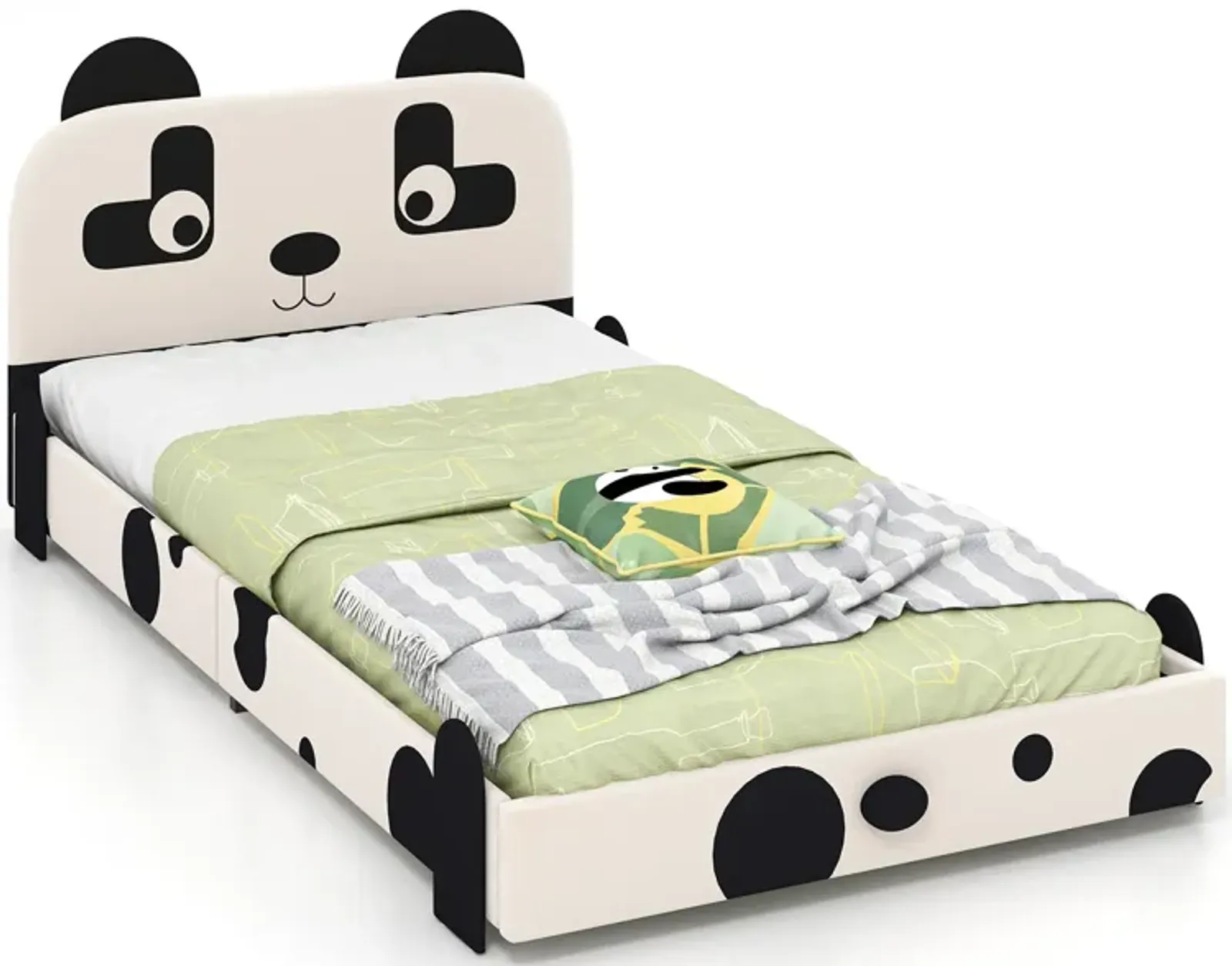 Twin Size Kids Bed with Cute Panda Headboard