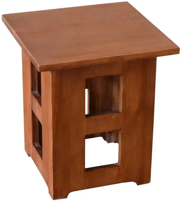 Crafters and Weavers Mission Solid Oak Square End Table with Cut Outs - Michael's Cherry