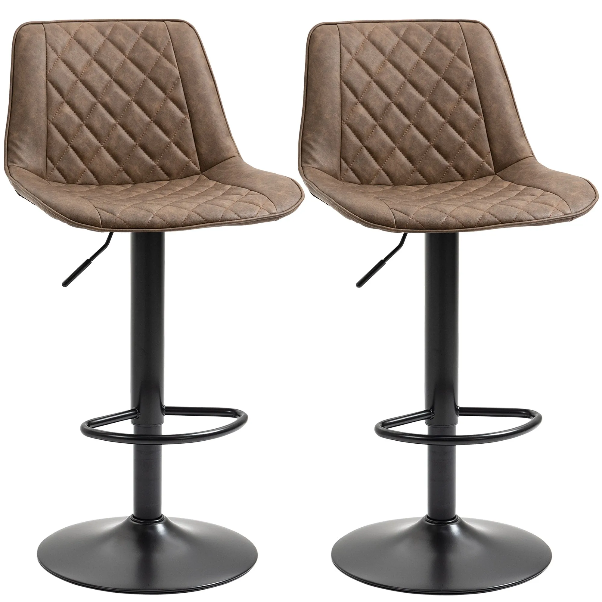 Dark Brown Kitchen Chairs: Leather Swivel Bar Stools with Backs