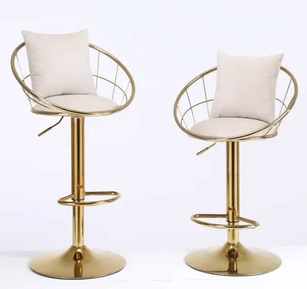 Streamdale Off- Velvet Bar Chair, Pure Gold Plated, Unique Design, 360 Degree