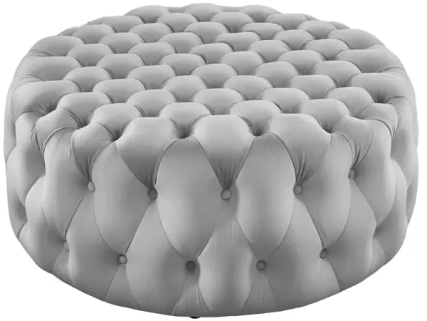 Amour Tufted Button Large Round Performance Velvet Ottoman