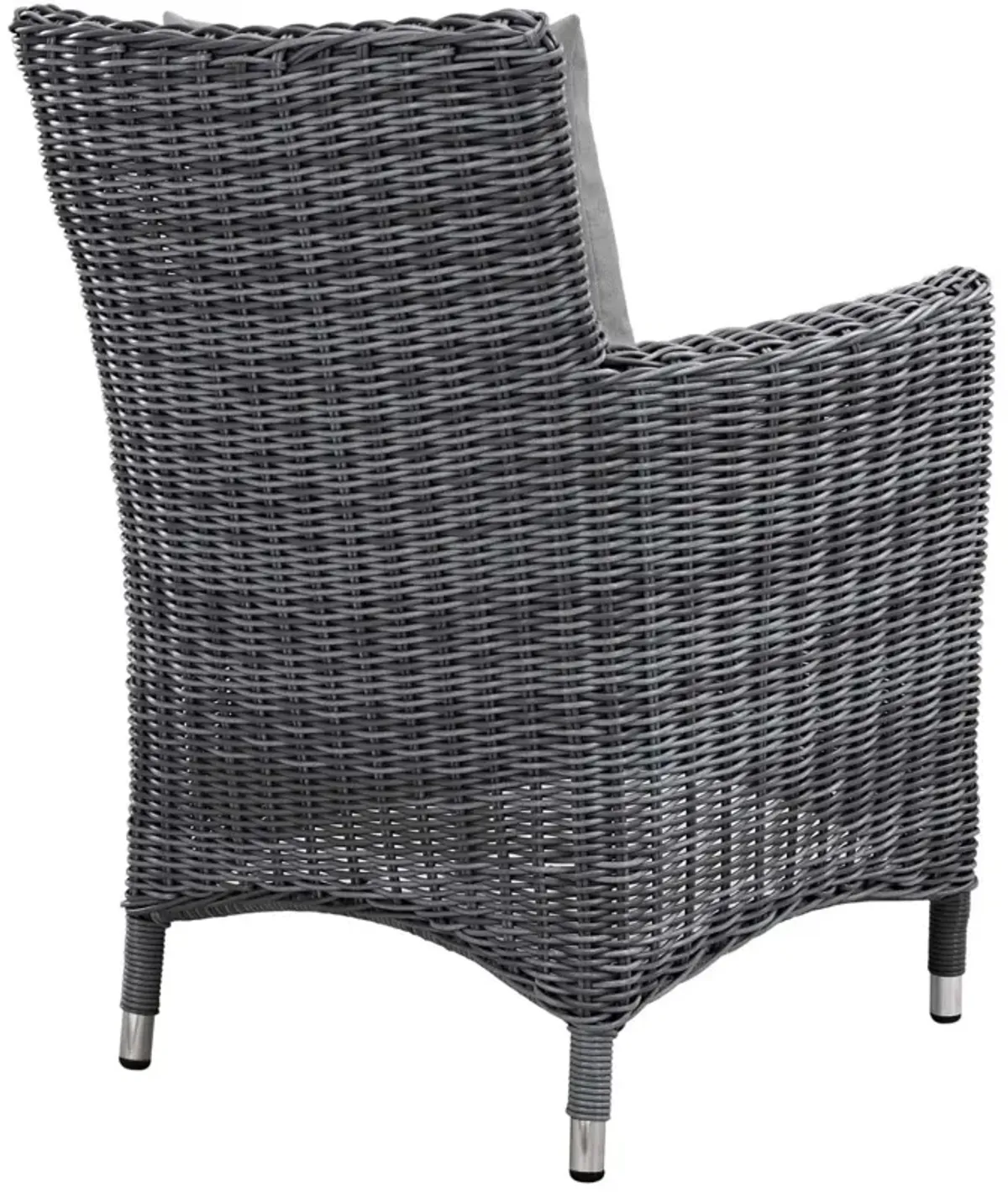 Modway Summon Wicker Rattan Outdoor Patio Sunbrella Dining Armchair in Canvas Gray