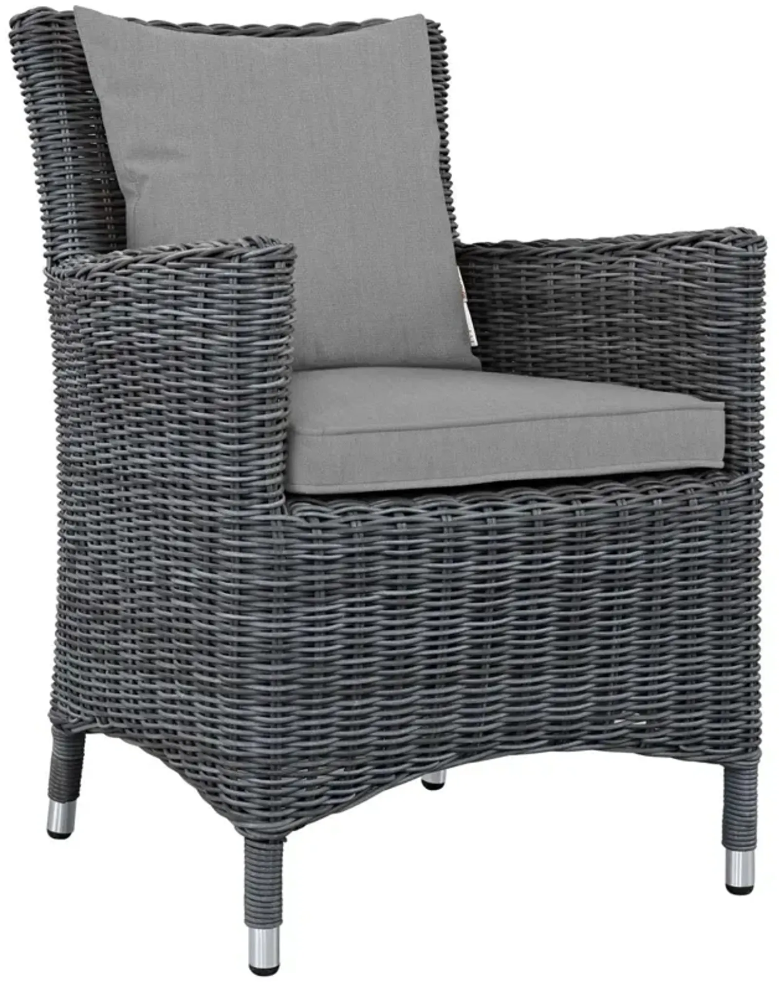 Modway Summon Wicker Rattan Outdoor Patio Sunbrella Dining Armchair in Canvas Gray