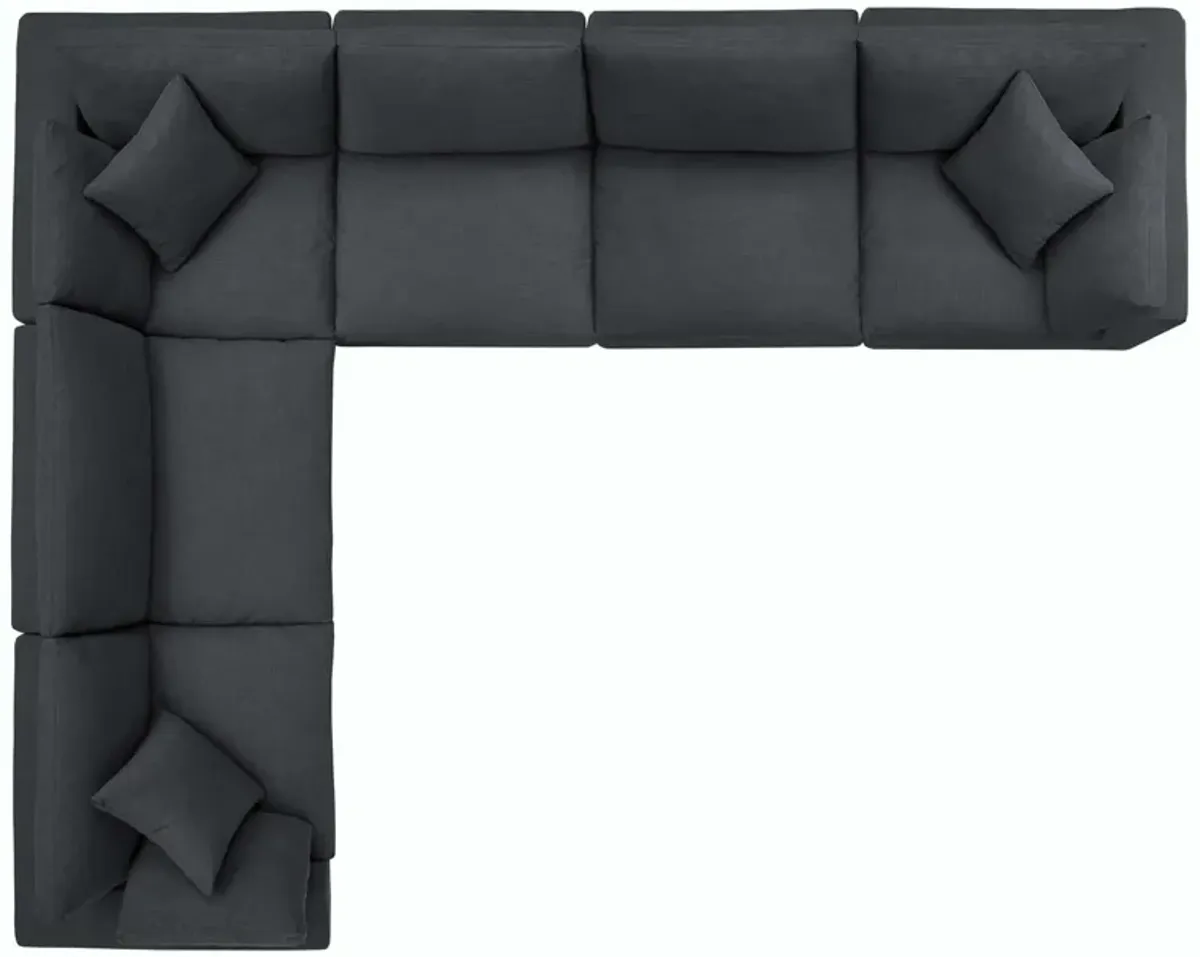 Commix Down Filled Overstuffed 6 Piece Sectional Sofa, Dark Grey