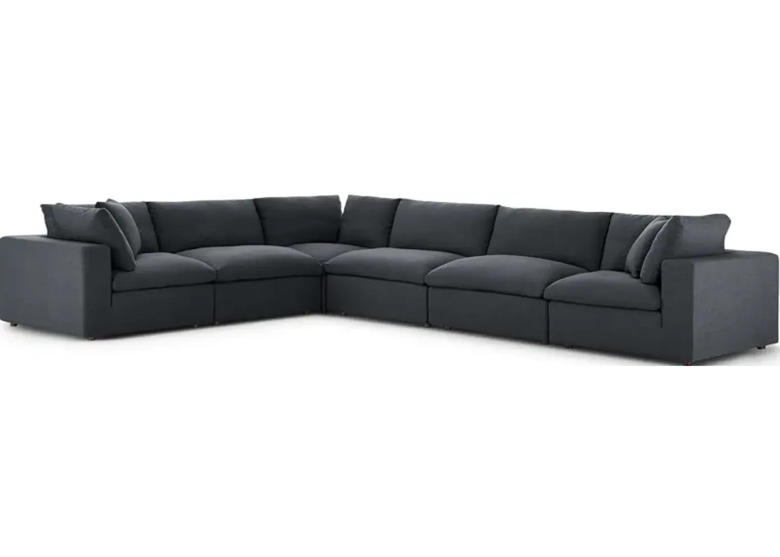 Commix Down Filled Overstuffed 6 Piece Sectional Sofa, Dark Grey