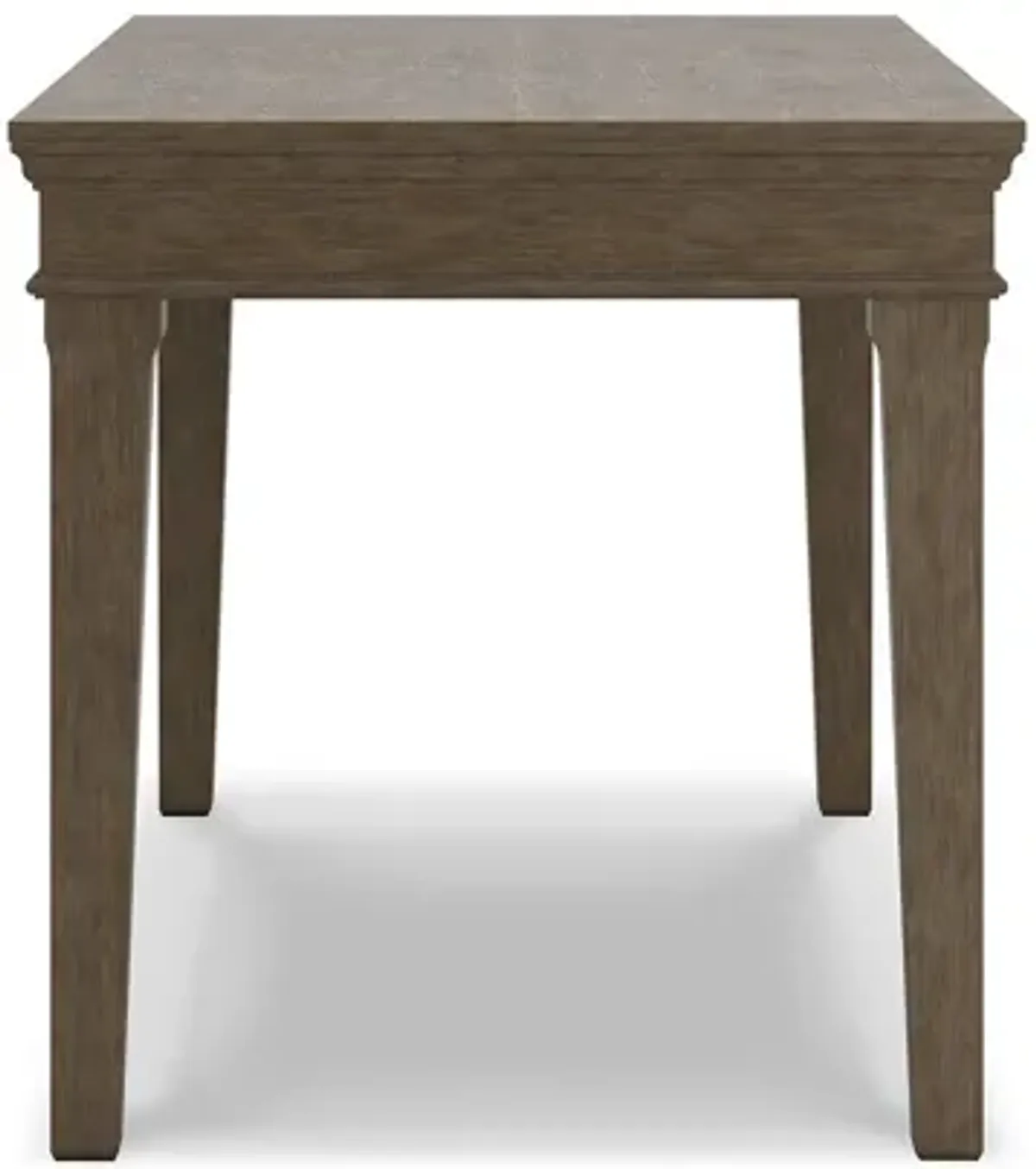 63 Inch Home Office Desk, Acacia Wood Top, Wire Brushed Weathered Gray-Benzara