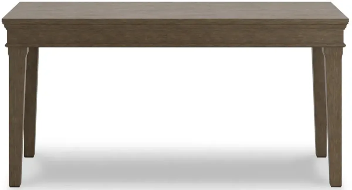 63 Inch Home Office Desk, Acacia Wood Top, Wire Brushed Weathered Gray-Benzara