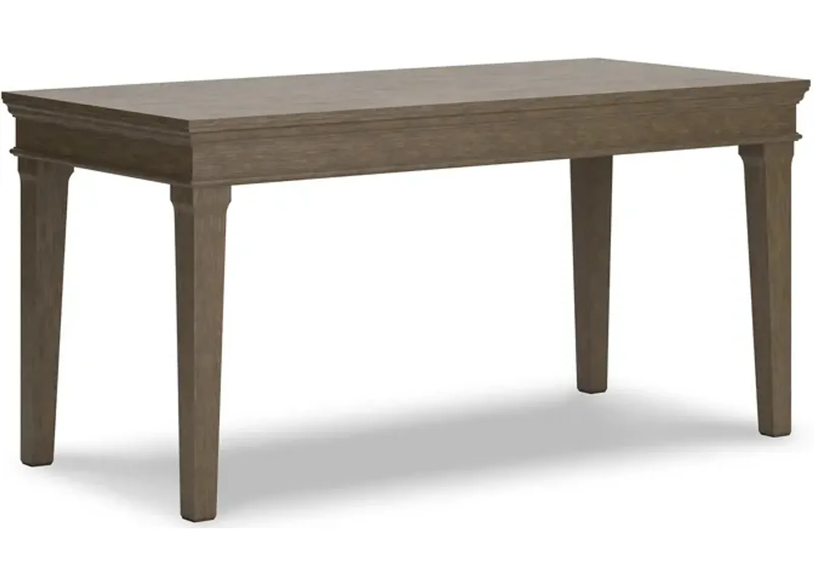 63 Inch Home Office Desk, Acacia Wood Top, Wire Brushed Weathered Gray-Benzara