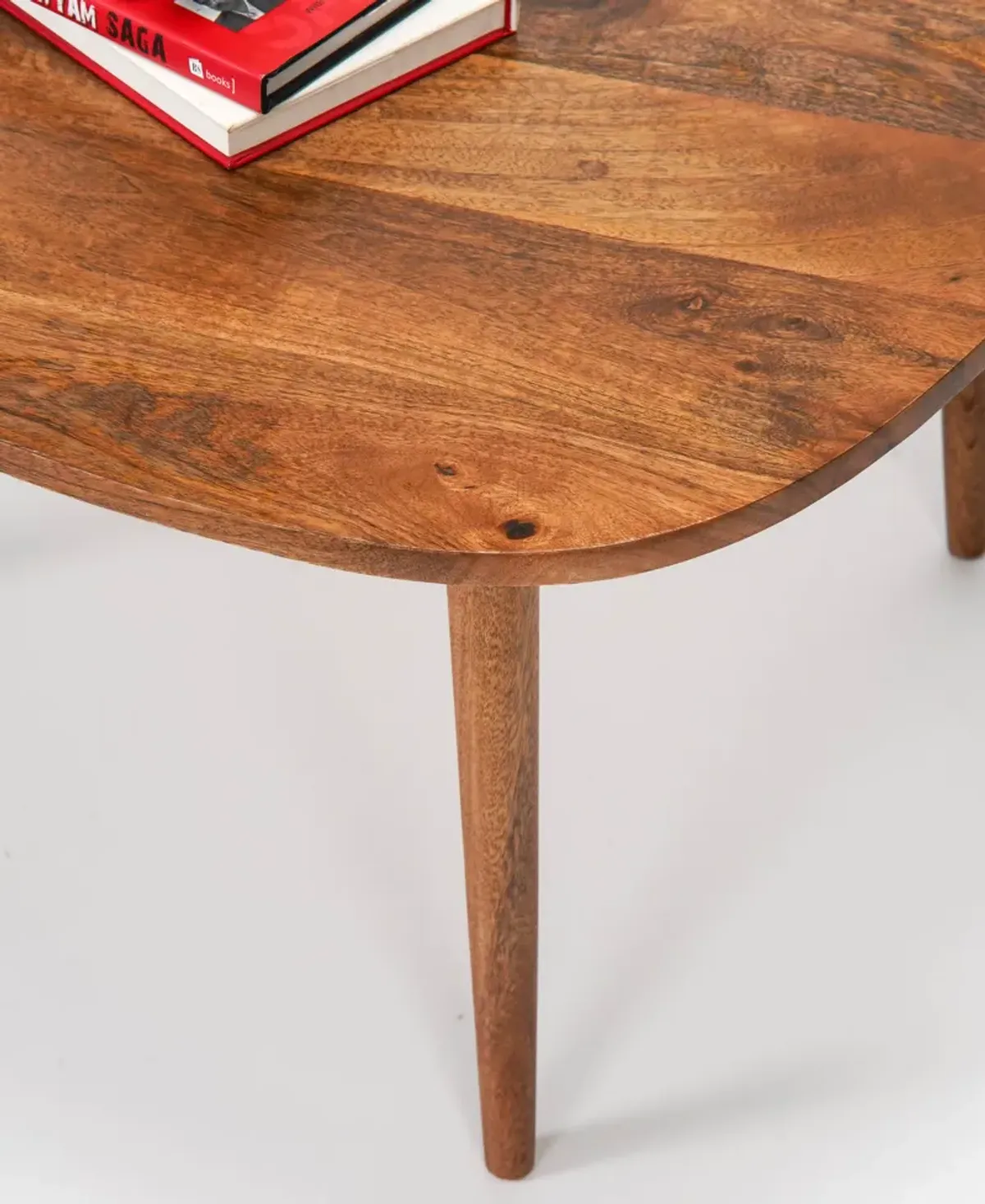 Handmade Eco-Friendly Modern Wood Light Walnut Drop Shaped Coffee Table 3' From BBH Homes