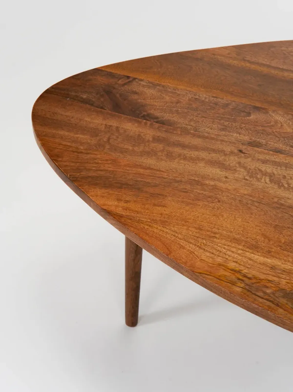 Handmade Eco-Friendly Modern Wood Light Walnut Drop Shaped Coffee Table 3' From BBH Homes