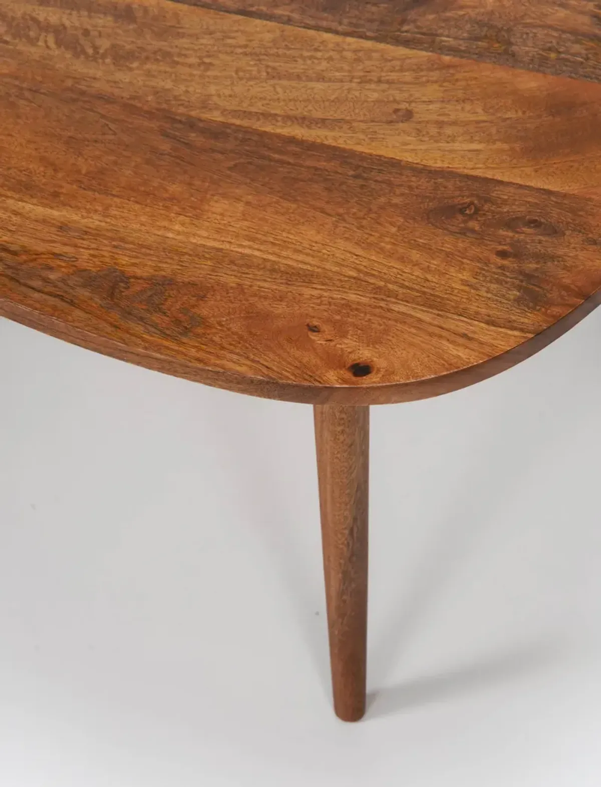 Handmade Eco-Friendly Modern Wood Light Walnut Drop Shaped Coffee Table 3' From BBH Homes