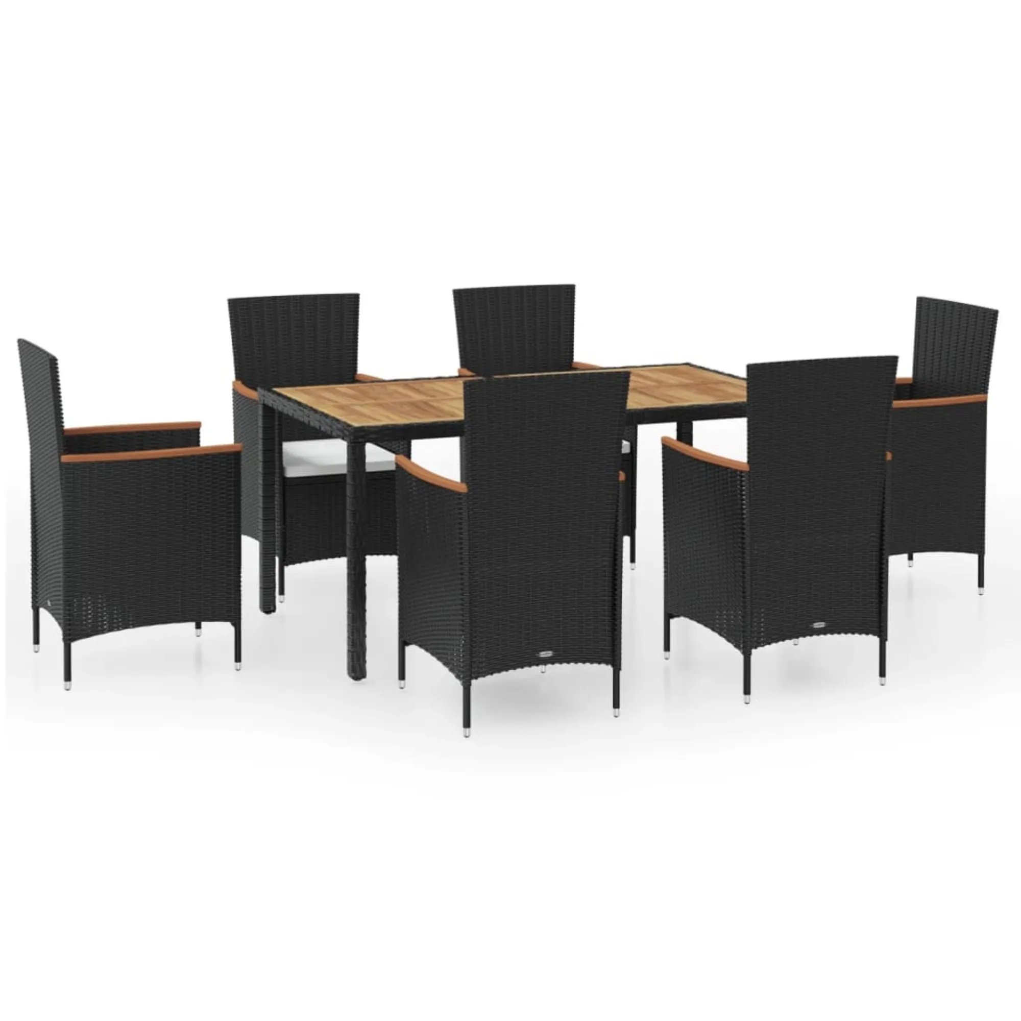 vidaXL 7 Piece Outdoor Dining Set with Cushions Poly Rattan