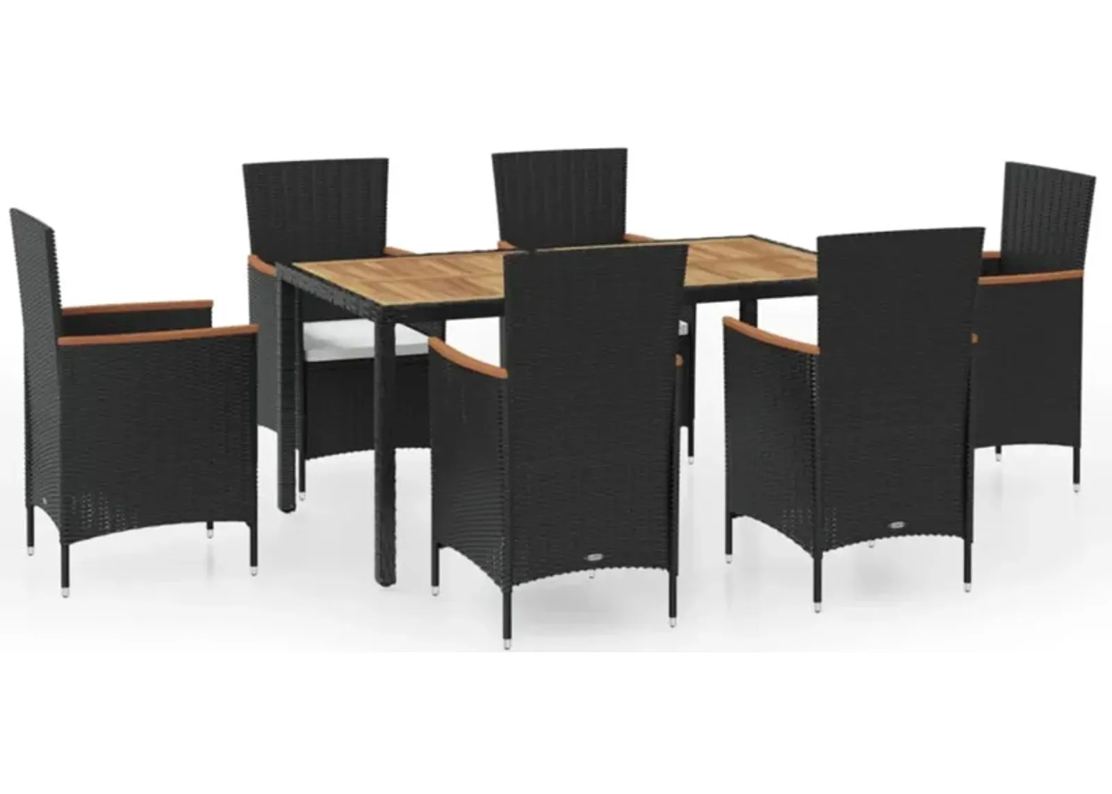 vidaXL 7 Piece Outdoor Dining Set with Cushions Poly Rattan