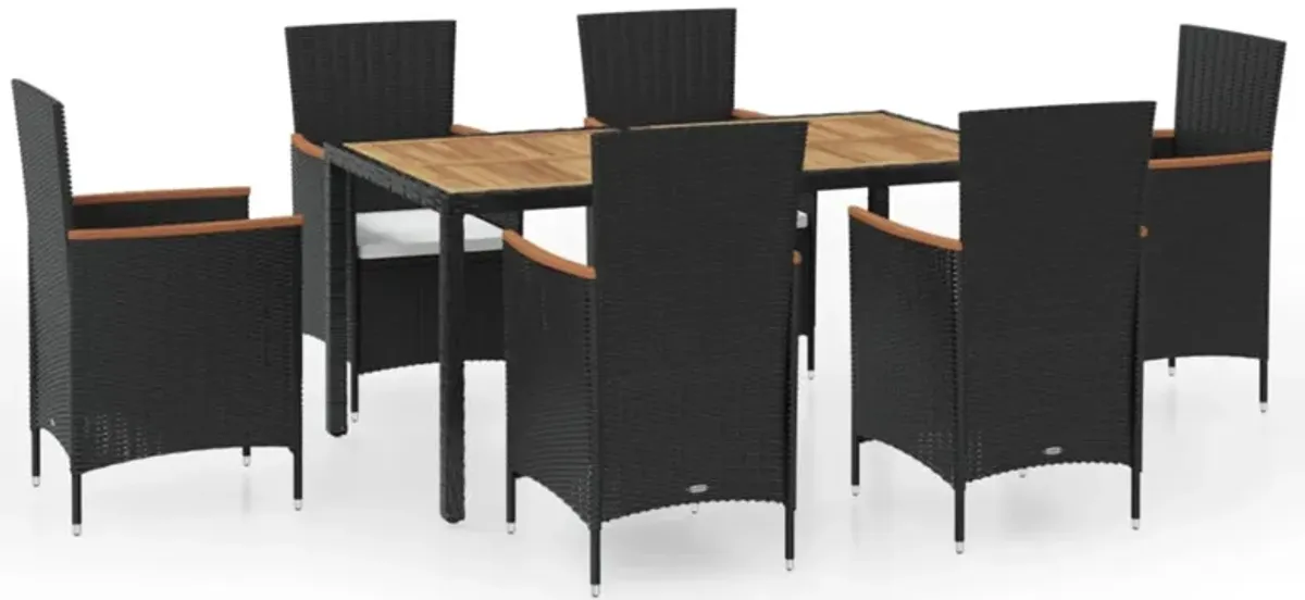 vidaXL 7 Piece Outdoor Dining Set with Cushions Poly Rattan