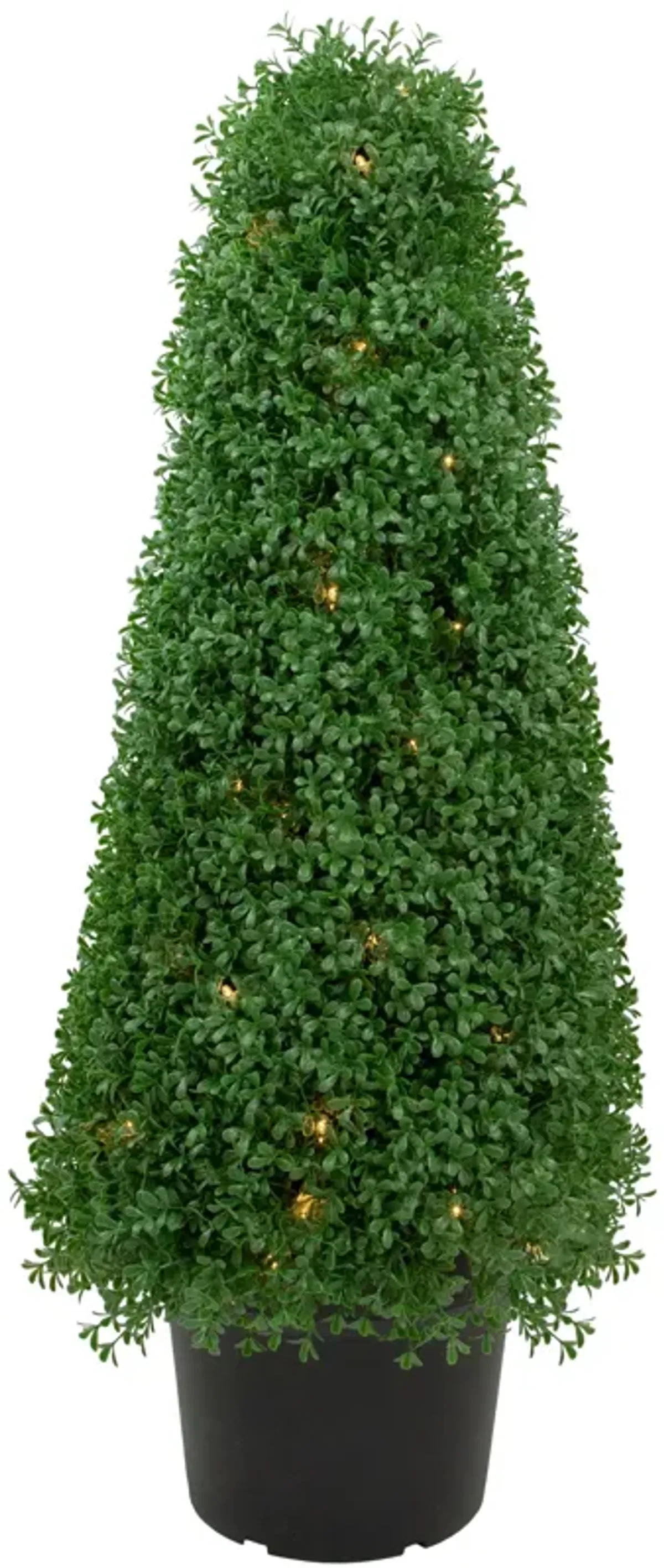 3' Pre-Lit Artificial Boxwood Cone Topiary Tree with Round Pot  Clear Lights