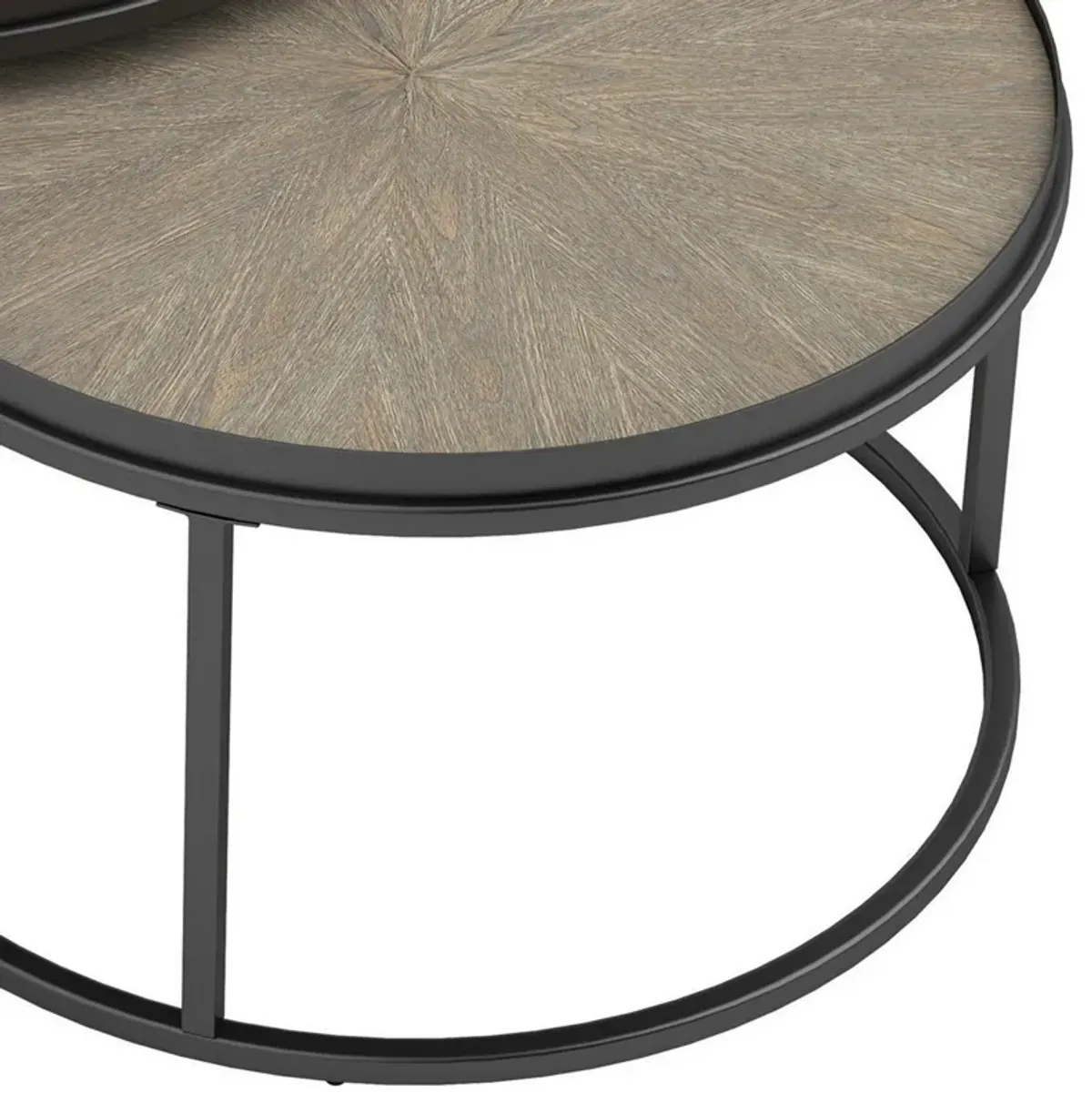 2 Piece Nesting Table with Elm Wood Top, Gray-Benzara