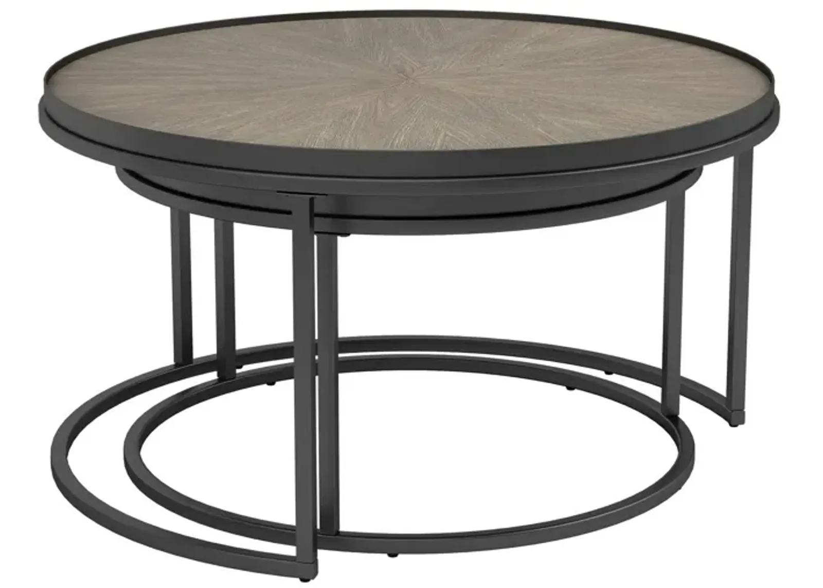 2 Piece Nesting Table with Elm Wood Top, Gray-Benzara