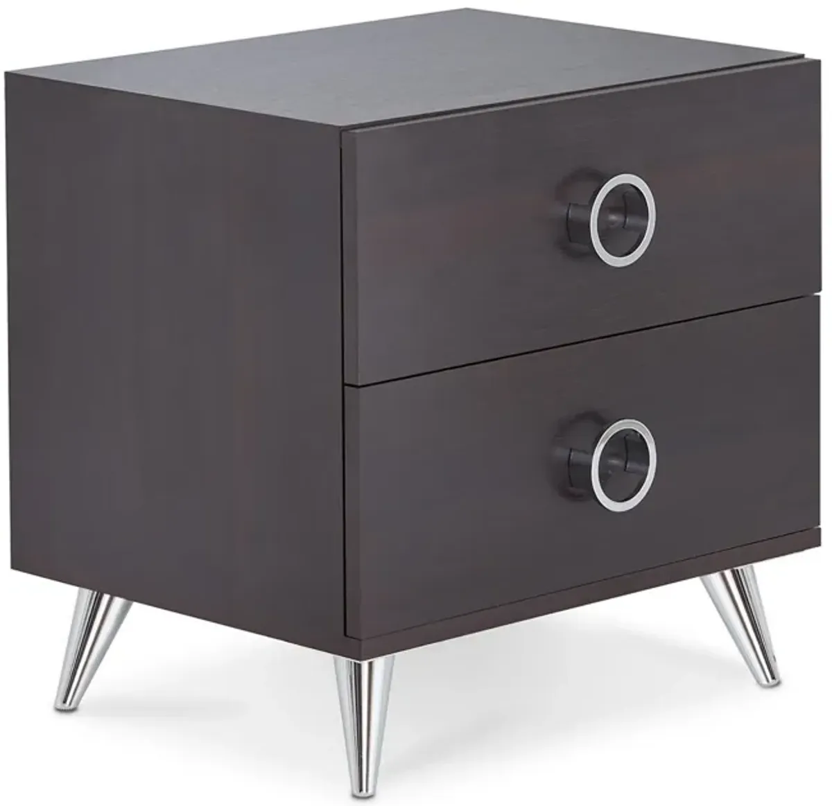 Acme Elms Wooden 2-Drawer Nightstand with Ring Pull Handles in Espresso