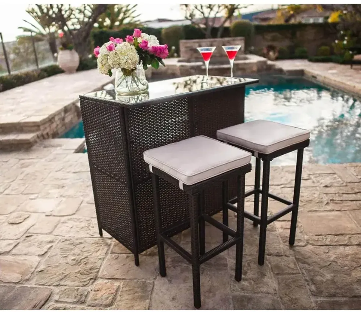 Bar (3 Piece Set- Bar & 2 Stools)