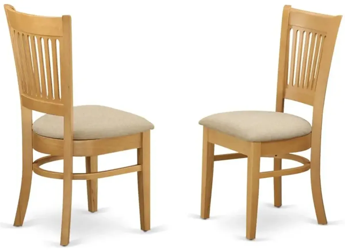 East West Furniture VAC-OAK-C Vancouver Linen Fabric Seat Dining Chairs - Oak Finish set of 2