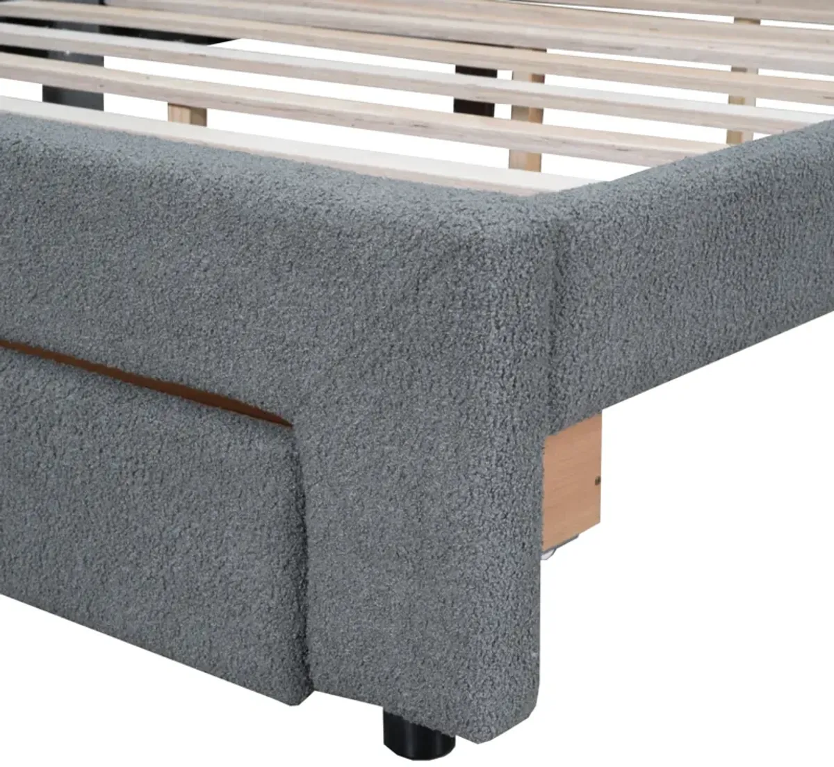 Merax Teddy Fleece  Platform Bed with Drawer